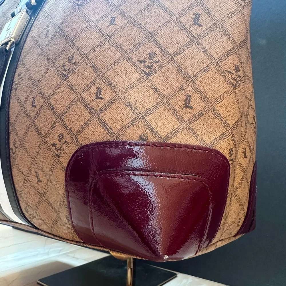 Rare L.A.M.B. Gwen Stefani "Kingston" Lipstick Tote + Stripped Cloth Bag - Picture 8 of 15